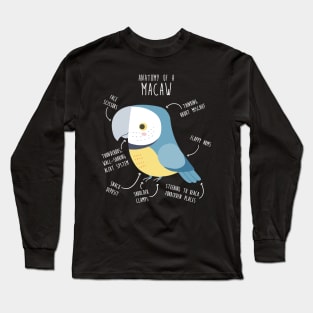 Blue and Gold Macaw Parrot Anatomy Long Sleeve T-Shirt